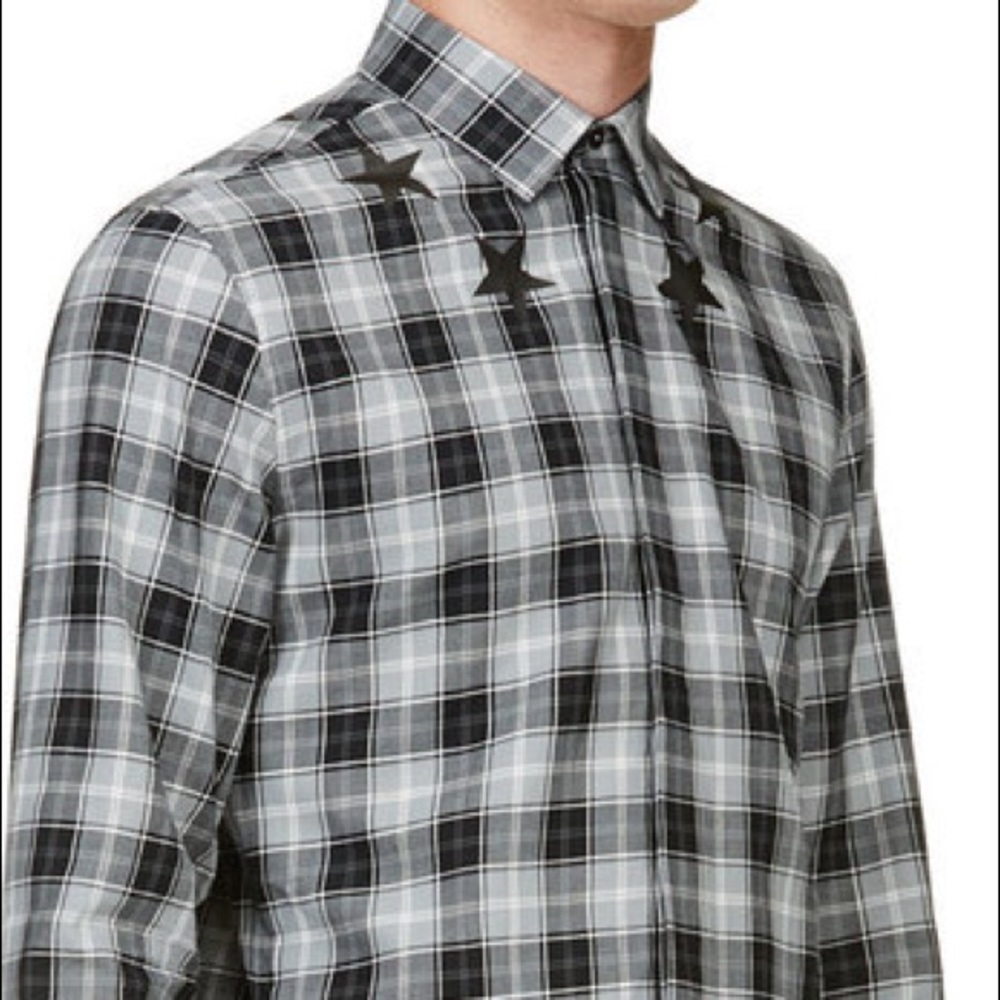 Givenchy Grey star plaid shirt